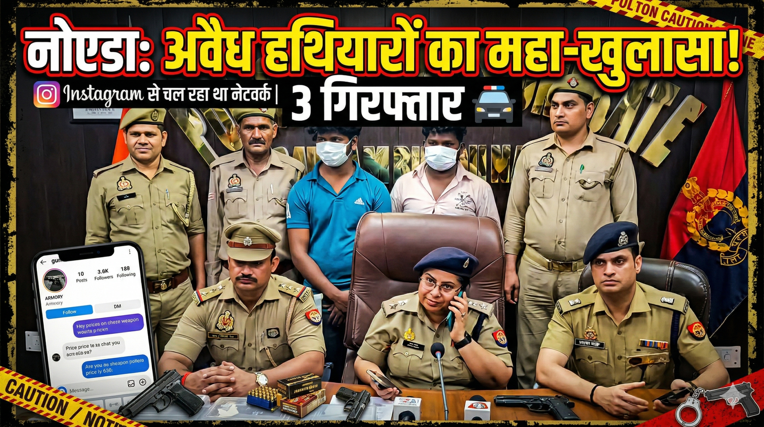 नोएडा में अवैध हथियार तस्करी का भंडाफोड़, 3 आरोपी गिरफ्तार, Instagram से चला रहा थे नेटवर्क